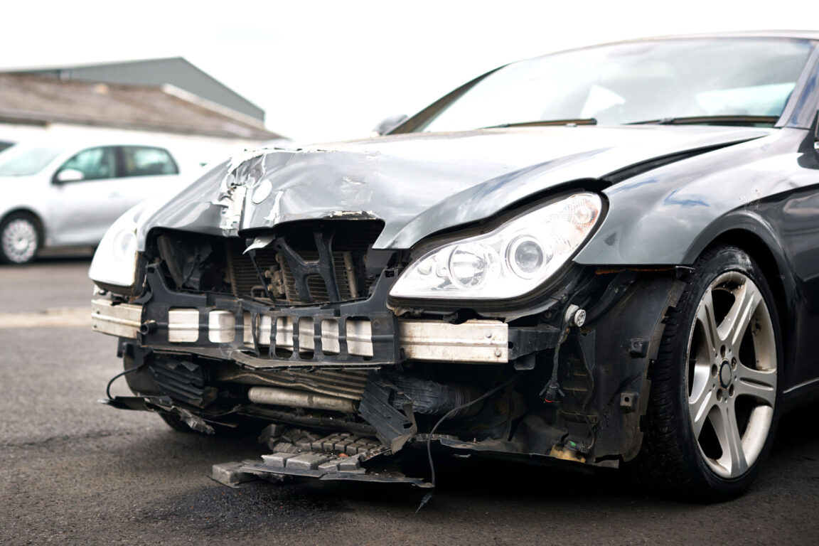 detail of car damaged in motor vehicle accident